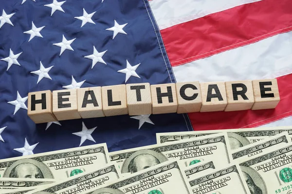 Healthcare Reform Usa Word Healthcare American Flag Social Political Issue — Stock Photo, Image