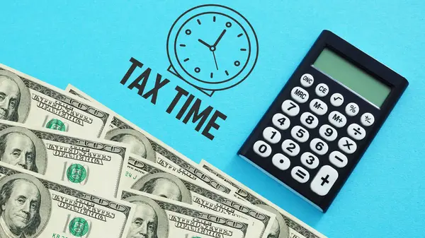 Time for taxes or tax time is shown using a text