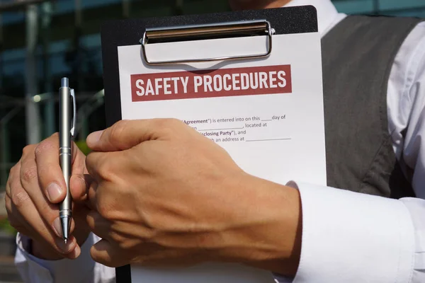 Safety procedures is shown using a text