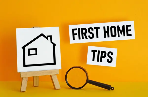 First Home Tips Shown Using Text — Stock Photo, Image
