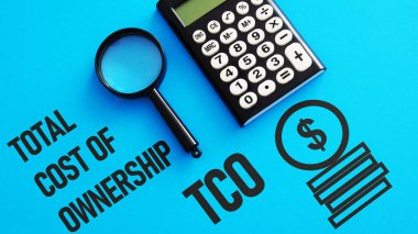 TCO Total cost of ownership is shown using a text clipart