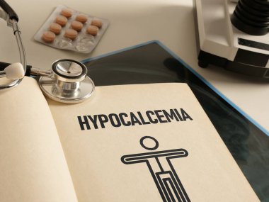 Hypocalcemia is shown using a text clipart