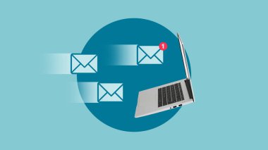 Direkt posta pazarlama. Toplu posta. E-posta ve SMS pazarlama konsepti. E- posta için istemci listesi