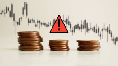 Ekonomik durgunluk korkuları iş ve finansal konsept olarak gösterilir. Öntanımlı Piyasa ve Borsa Durgunluğu Bildirimi.