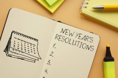 Yeni yıl kararları bir metin kullanılarak gösterilir. Yeni yıl hedefi, planı ve eylem kavramları
