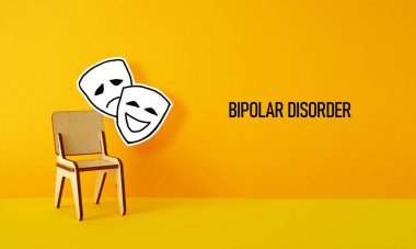 Mutlu ve üzgün maskelerin fotoğraflarıyla bipolar bozukluk gösterilir