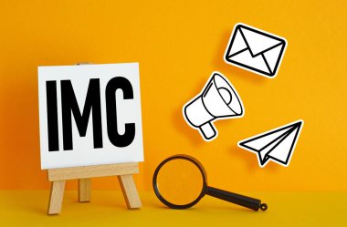 Fotoğrafta entegre pazarlama iletişimi IMC bir metin kullanılarak gösterilir