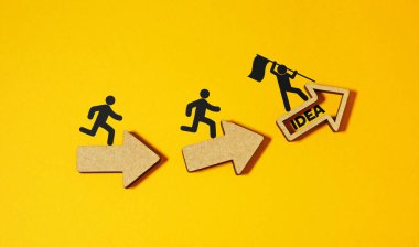Motivasyon becerileri ve liderlik konsepti. Fikir, yaratıcılık ve yeni bir başlangıç projesi düşünün