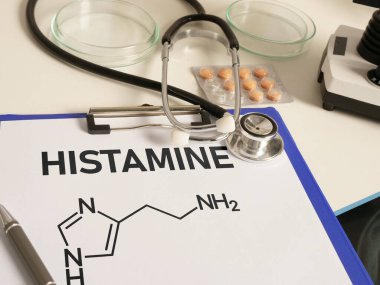 Histamine is shown using a text and formula clipart