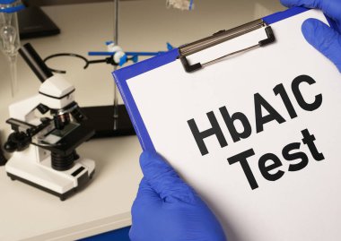Hemoglobin A1C HbA1c Testi bir metin kullanılarak gösterilir