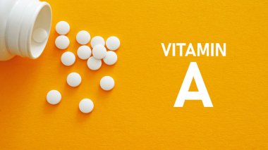 Sağlık için A vitamini takviyesi. Vücut sağlığı ve diyet için mineraller. Metin için alanı kopyala