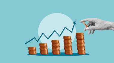 İş kar artışı ve satış büyüme marjı gelirleri. Altın paraları para yığınlarına koyuyoruz.