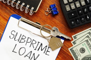 Subprime kredisi iş konsepti olarak bir metin kullanılarak gösterilir