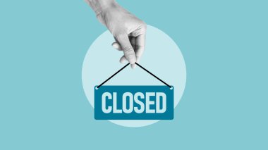 Kapalı İşaret kullanılarak Kapanır. Kriz ve Ekonomik Buhran döneminde iflas. Dükkan Kapalı