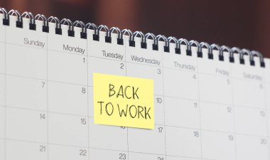 İşe dönüş bir metin kullanılarak gösterilir. Hoşgeldin konsepti