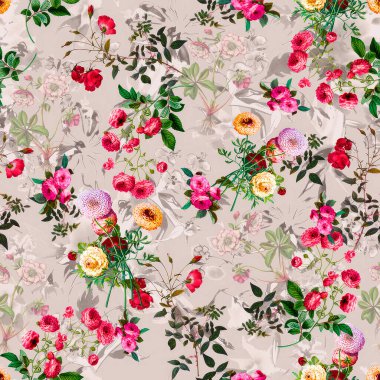 Çiçekli suluboya, dijital baskı ve mobilya için kusursuz desen. 