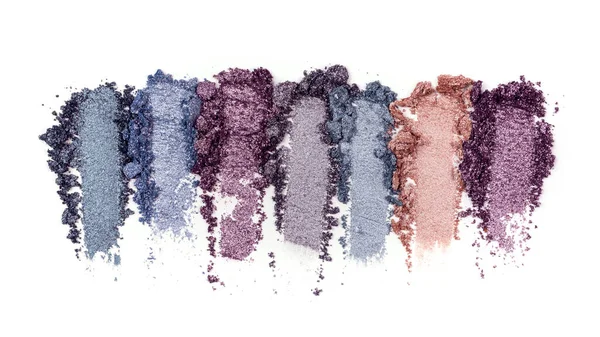 Flache Pinselstriche Gebrochene Farbige Glänzende Lidschatten Als Beispiel Für Kosmetische — Stockfoto