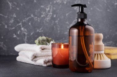 Doğal temizlik araçları ve ürünleri ile çevre dostu ev kavramı.