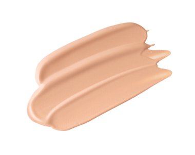 Sıvı temel ya da BB smear beyaz arka planda izole. Cilt rengi, krem kumaş örneği..