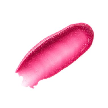 Beyaz arkaplanda izole edilmiş pembe dudak parlatıcı örneği