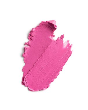 Parlak kremsi desenli pembe ruj lekesi. Güzellik, kozmetik, cazibe ve cilt bakım konuları için makyaj geçmişi. Kadınsı ve şık soyut tasarım.