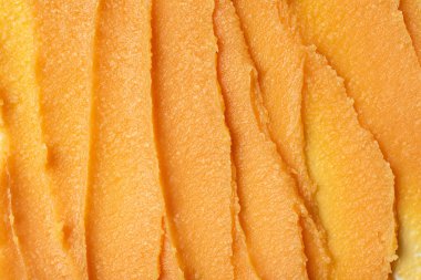 Çiğ Shea Butter ve mango yağının yakın dokusu. Yumuşak, kremsi tutarlılık cilt bakımı, kozmetik ürünleri ve doğal sağlık ürünleri için idealdir. Canlı organik doku arka plan ya da ürün görselleri için mükemmel..