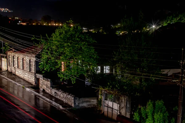 Νυχτερινή Πόλη Και Φώτα Σπιτιών Πόλη Goris Στην Αρμενία Περιοχή — Φωτογραφία Αρχείου