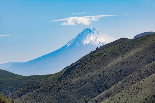 Montagna Coperta Neve Bellissimo Monte Ararat Vista Dall Armenia — Foto Stock