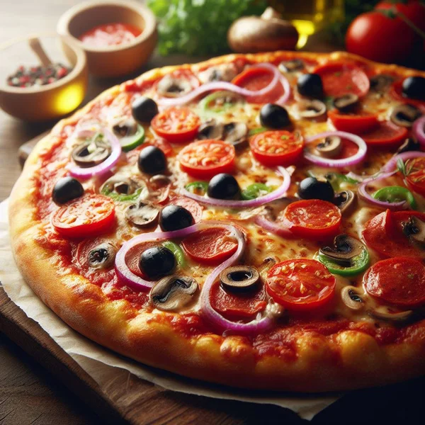 Pizza Mit Frischen Zutaten Stockfoto