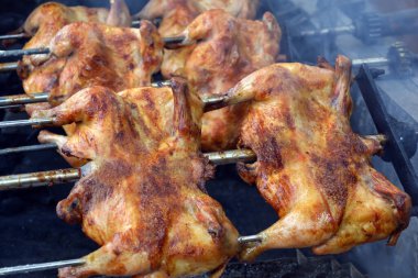 chicken legs in the grill.