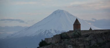 Ermenistan 'da Ararat Dağı ve Manastır Khor Virap