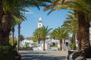 San Bartolome, Lanzarote, İspanya, Mart 2023: Kanarya Adası, İspanya 'daki San Bartolome' da Leon y Castillo Meydanı 'na bakın..