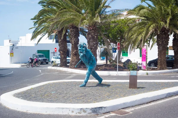 Teguise Lanzarote España Marzo 2023 Vista Sobre Estatua Elegua Diablillo — Foto de Stock