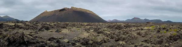 Morze Krajobrazu Lawy Lanzarote Wulkanie Cuervo Widok Panoramiczny — Zdjęcie stockowe