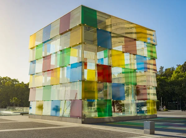 Málaga España Abril 2023 Vista Sobre Centro Pompidou Colorida Arquitectura — Foto de Stock