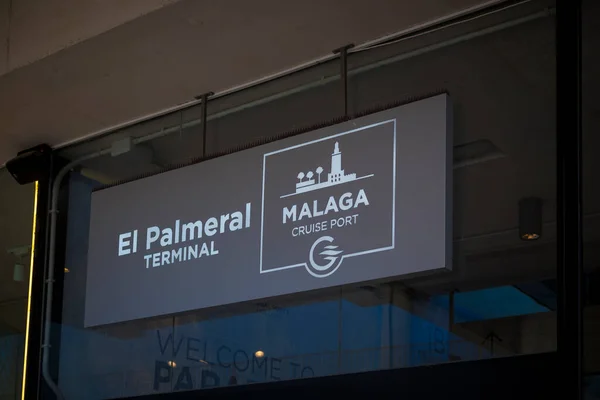 Málaga España Abril 2023 Vista Del Cartel Terminal Palmeral Puerto — Foto de Stock