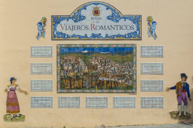 Ronda, İspanya, Nisan 2023: Mirador de los Viajeros Romanticos 'a bakın. İngilizce adı: Romantik Gezginlerin Bakış açısı