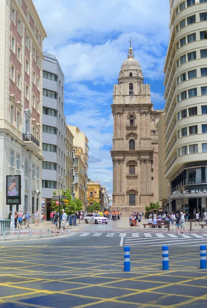 Málaga España Abril 2023 Vista Calle Molina Lario Con Catedral —  Fotos de Stock