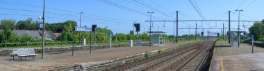 Malines, Belçika, Mayıs 2023: Mechelen Nekkerspoel tren istasyonu
