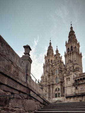 Santiago de Compostela, İspanya, 11 Eylül 2023: Galiçya, İspanya 'daki Santiago de Compostela katedrali veya bazilikası