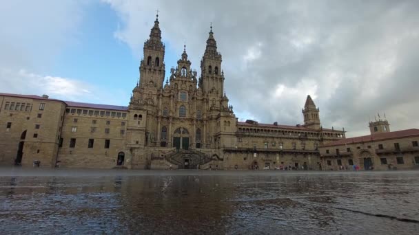 Santiago Compostela Spanyol September Pemandangan Katedral Santiago Compostela Dan Praza — Stok Video