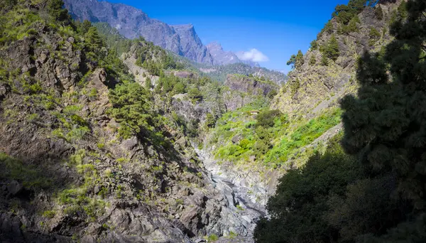 Barranco de las Angustias ve La Palma 'daki Caldera de Taburiente, Kanarya Adaları, İspanya