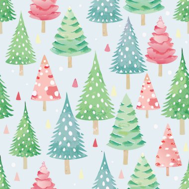 Pastel kristmas ağaçları pastel vektör pürüzsüz yüzey tasarımı