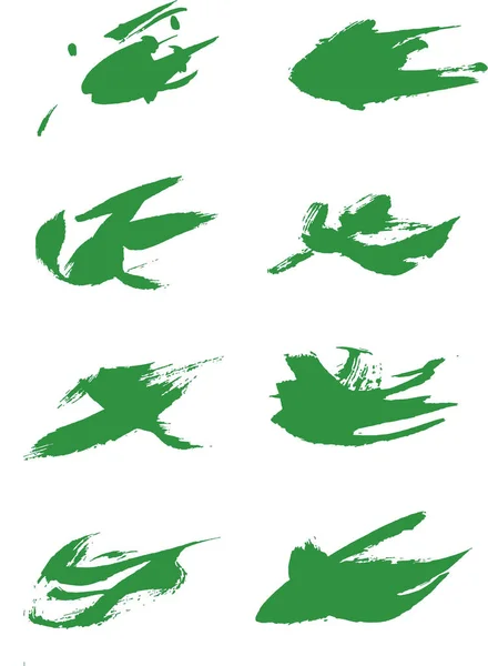 Definir Escovas Para Pintura Arte Esfregaço Verde Linha Pincéis Curso — Fotografia de Stock