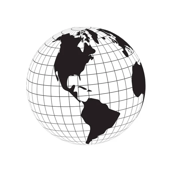 Силуэт Земного Шара Карты Континента Америки Широты Земли Вектора Сетки Стоковый вектор