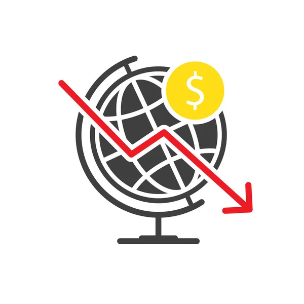 Crise Financière Mondiale Baisse Des Coûts Financiers Symbole Flèche Vers — Image vectorielle