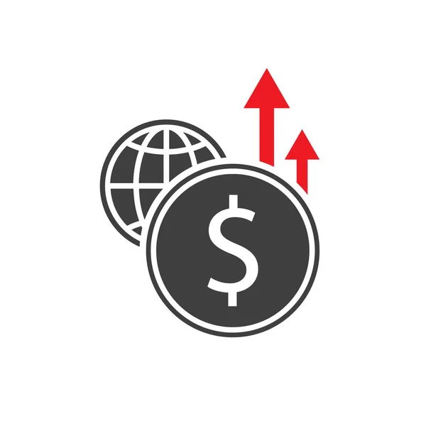 Moeda Aumentar Conceito Crescimento Econômico Símbolo Moeda Sinal Dólar Seta — Vetor de Stock