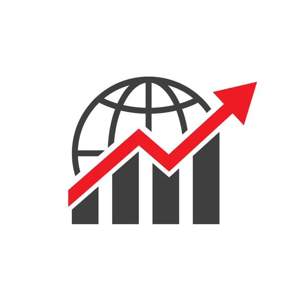 Croissance Économique Mondiale Concept Entreprise Mondiale Isolé Fond Blanc — Image vectorielle