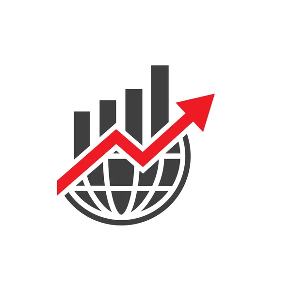 Croissance Économique Mondiale Concept Entreprise Mondiale Isolé Fond Blanc — Image vectorielle