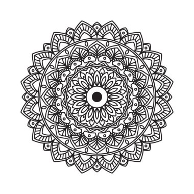 mandala circular pattern silhouette isolated white background for tattoo, decoration, yoga and print needs